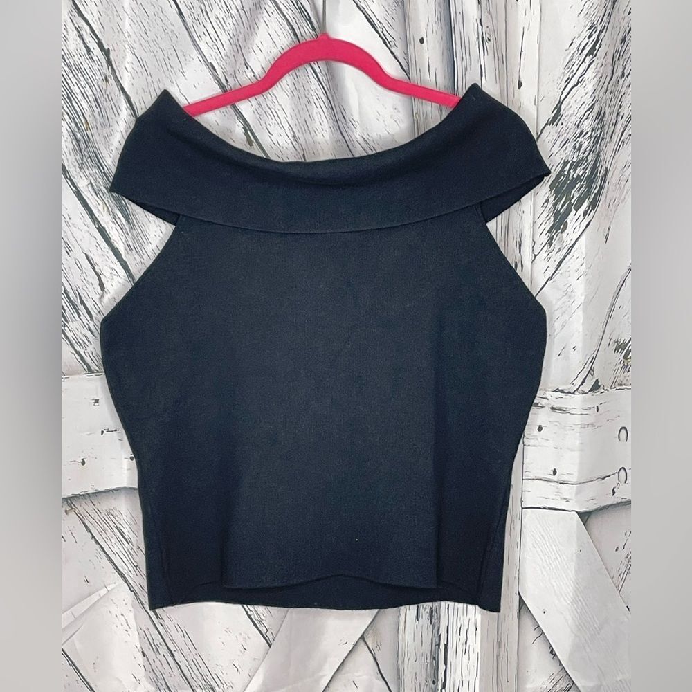 NWT Anthropologie Knit Sleeveless Black Off Shoulder XL